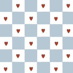 Behang Franse Ruit met Hartjes