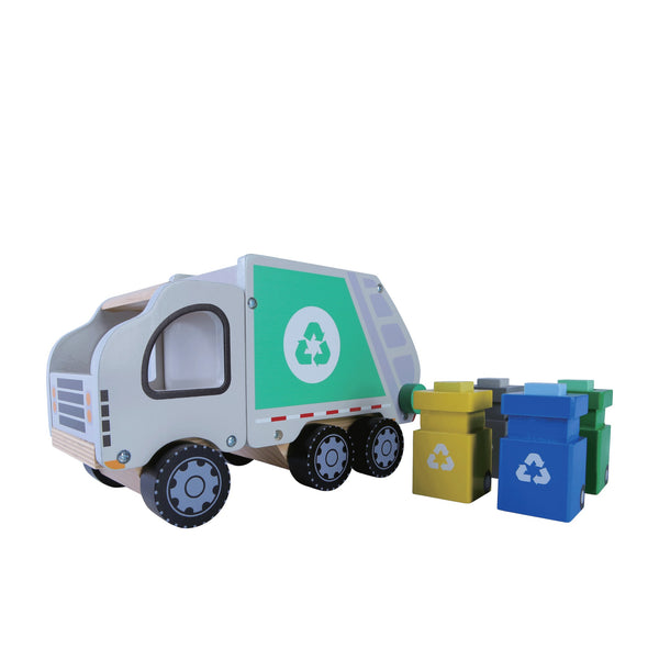 Houten Vuilniswagen met 4 Containers