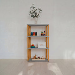 Montessori Rek Smal 4 Planken Grijs Bruin