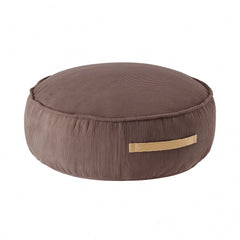 Poef Rond Ribstof Bruin