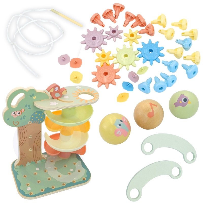 Activiteitenboom montessori 4-in-1 met knikkerbaan – afbeelding 4