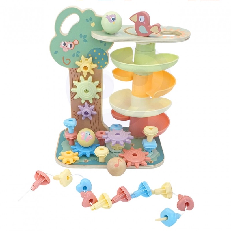 Activiteitenboom montessori 4-in-1 met knikkerbaan – afbeelding 6