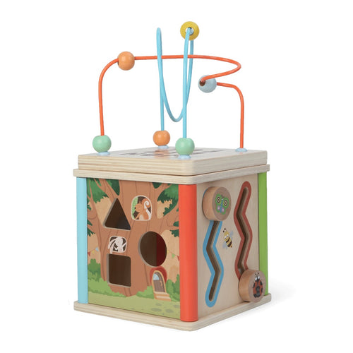 Activiteitenkubus hout – motoriekkubus 15 cm