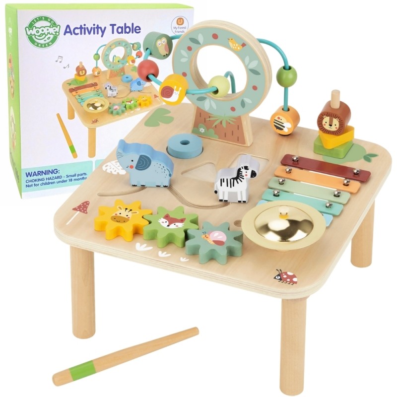 Activiteitentafel hout 5-in-1 met xylofoon en ballenbaan – afbeelding 15