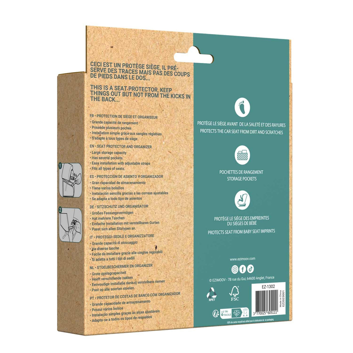 Auto organizer en stoelbeschermer XL zwart – afbeelding 8
