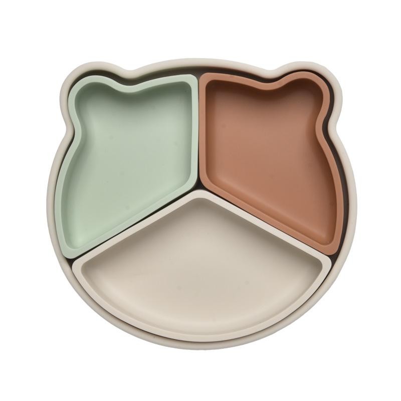 Siliconen vakjesbord met zuignap beertje beige mintgroen roestbruin – afbeelding 3