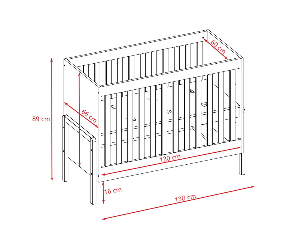 Babybed Victor met eiken poten – afbeelding 4