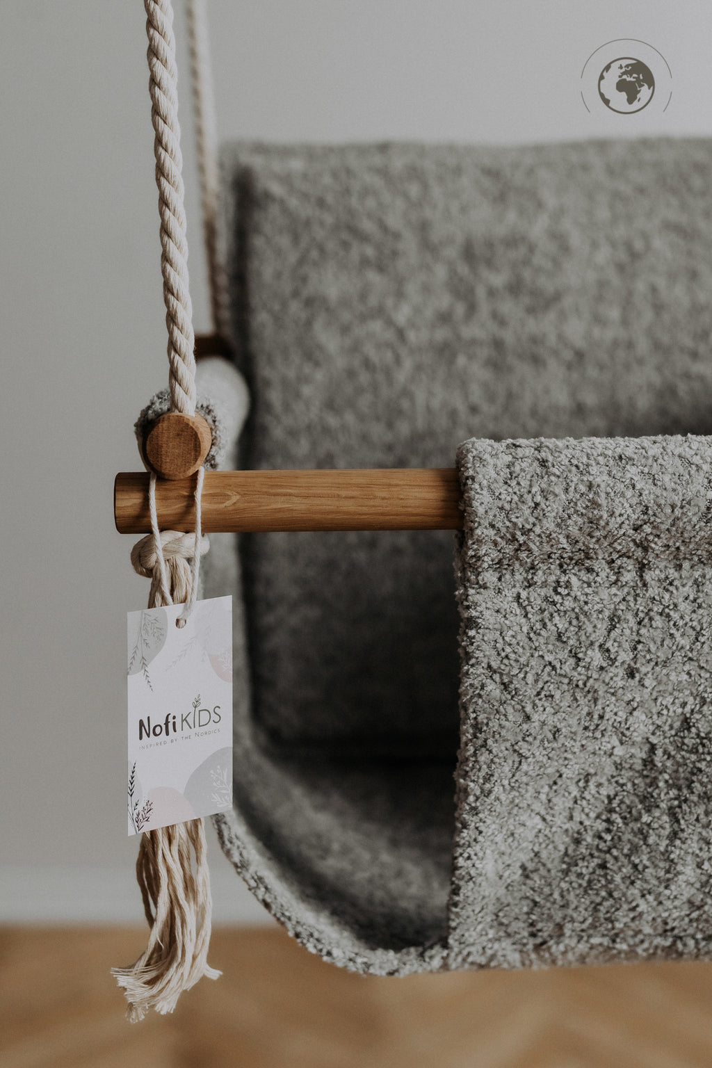 Babyschommel BaBi bouclé steengrijs – afbeelding 2