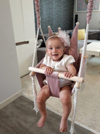 Babyschommel met kroonkussen oudroze – afbeelding 3