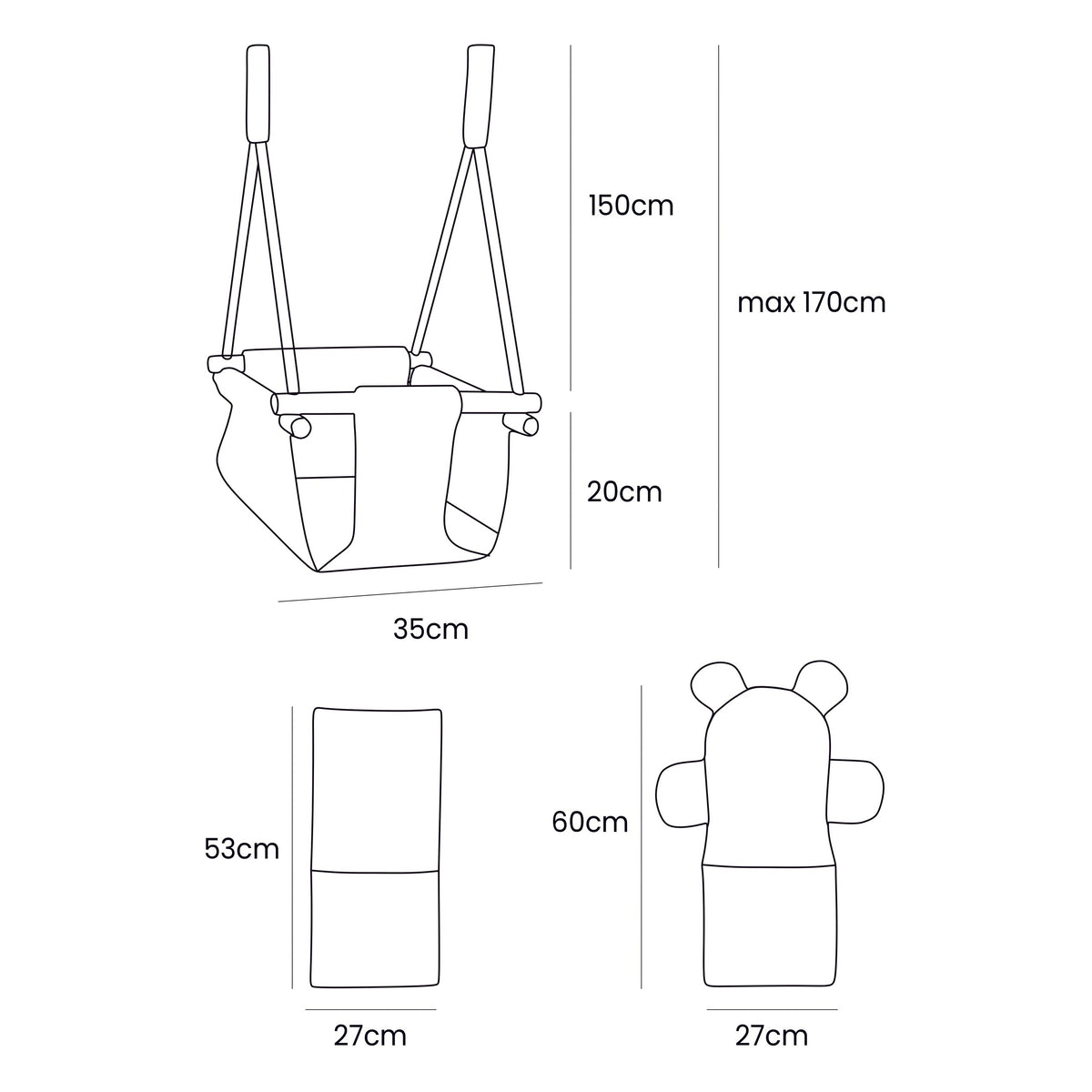 Babyschommel voor binnen teddy ecru – afbeelding 3