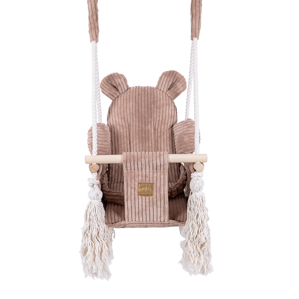 Babyschommel voor binnen teddy poederroze – afbeelding 2