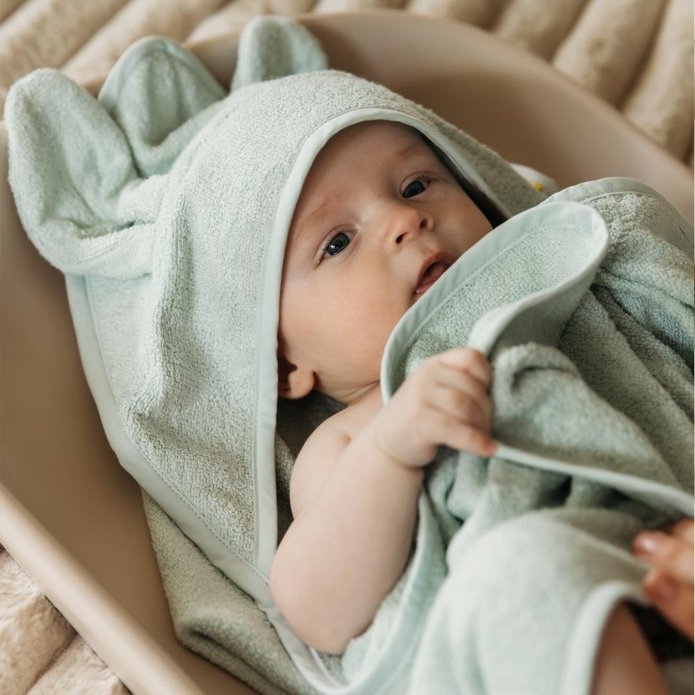 Badcape baby met oortjes beige – afbeelding 4