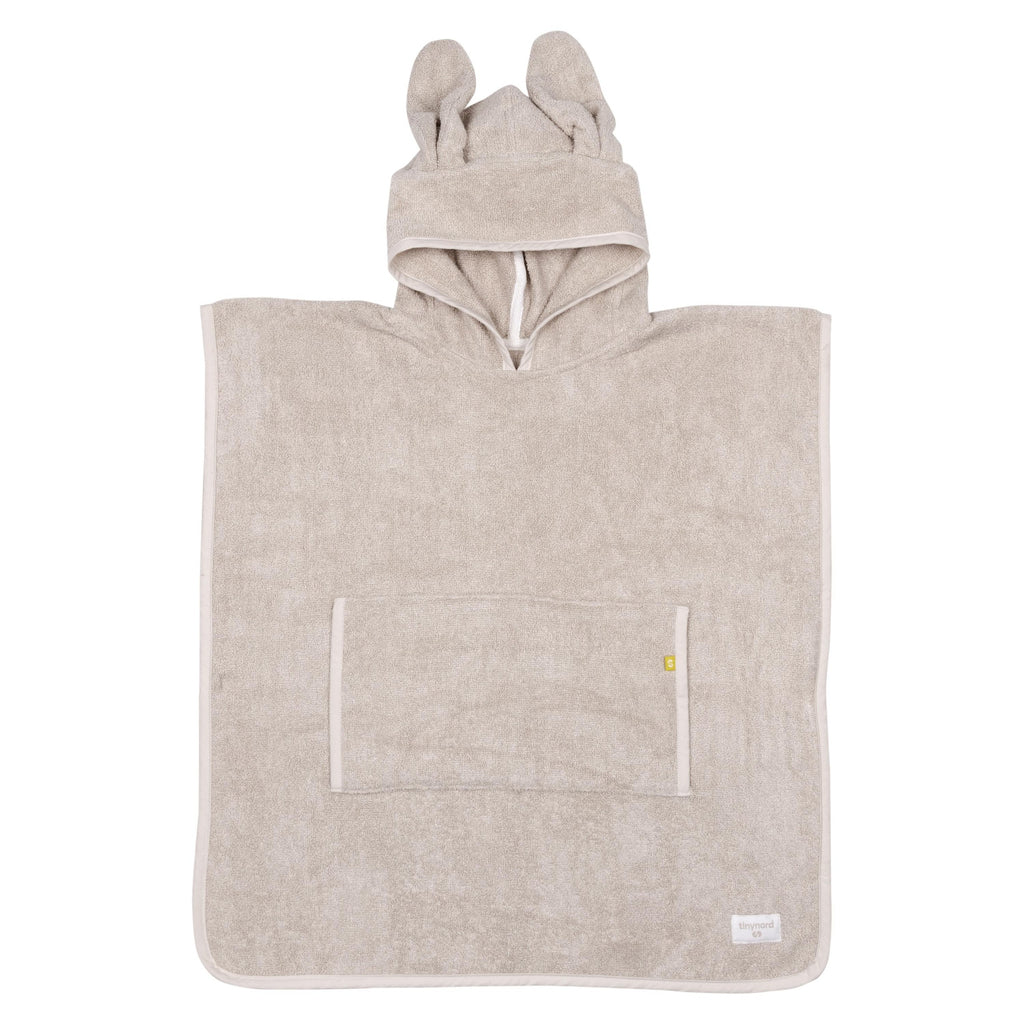 Badponcho baby met oortjes beige