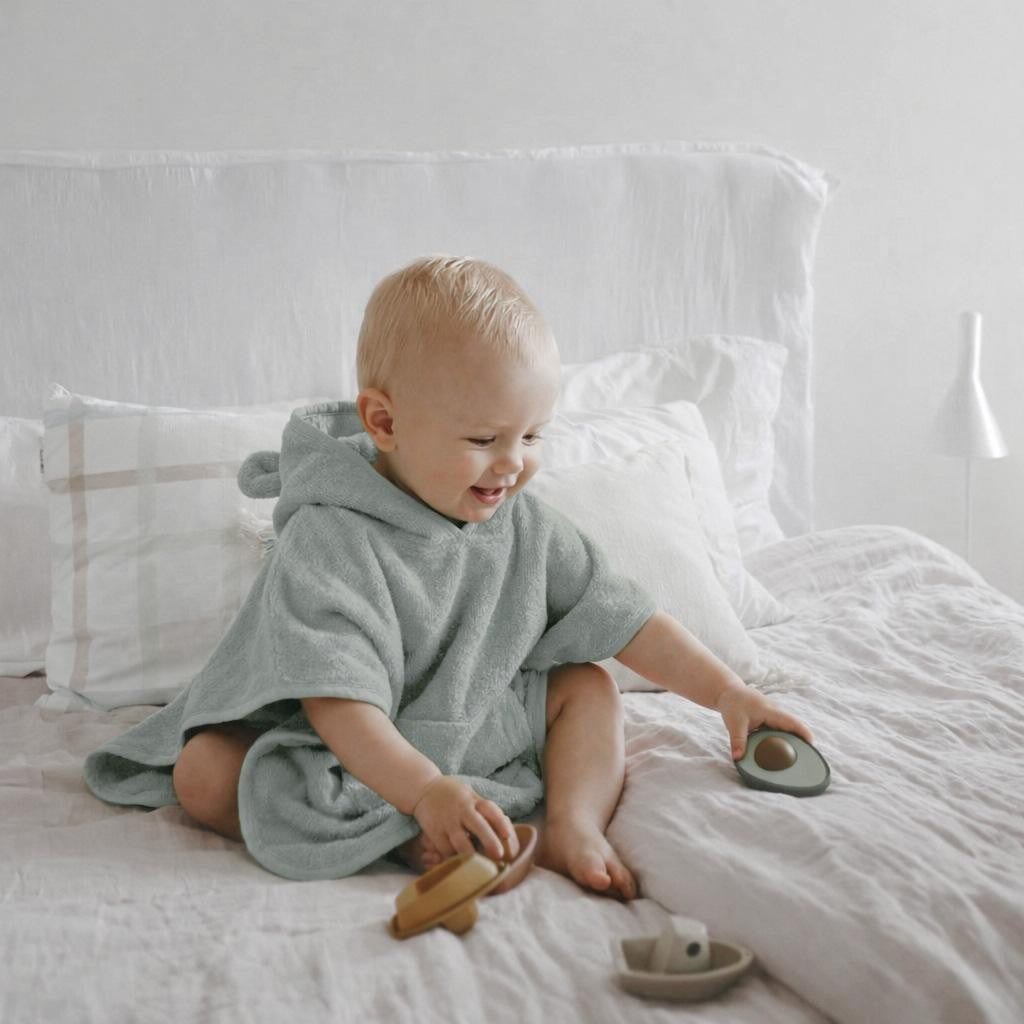 Badponcho baby met oortjes beige – afbeelding 4