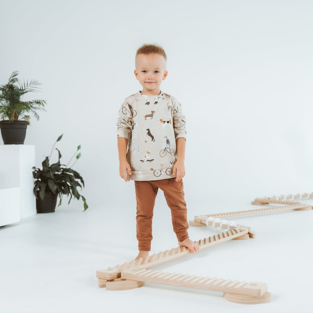 Balansbalk set TipiToo klein met wit touw – afbeelding 4