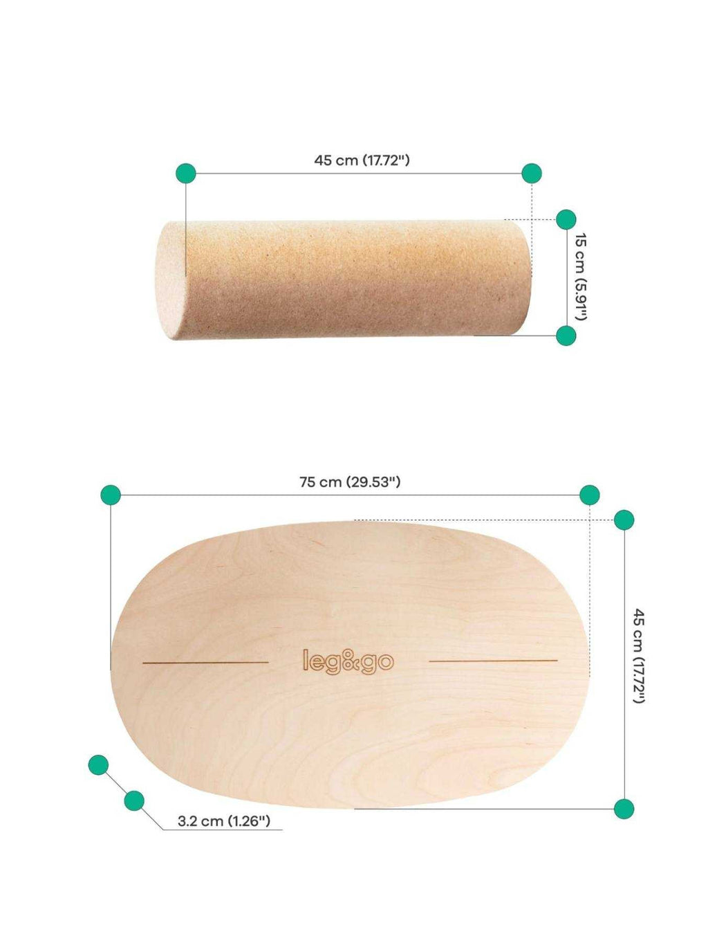 Balansbord rond met kurkroller – logo in het midden – afbeelding 13