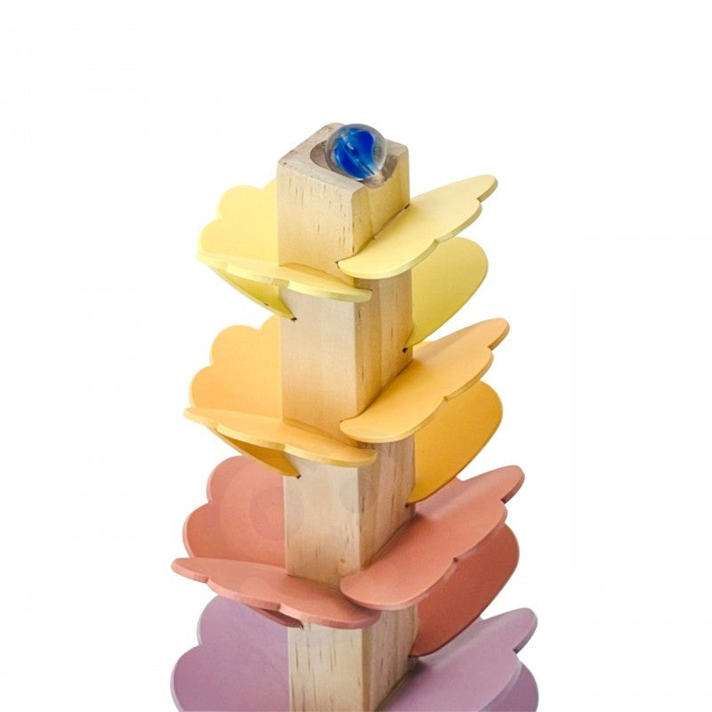 Ballenbaan hout regenboog – muzikale knikkerbaan – afbeelding 5