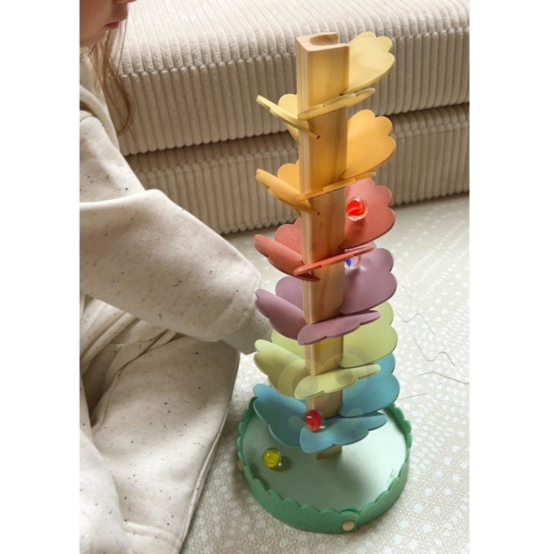 Ballenbaan hout regenboog – muzikale knikkerbaan – afbeelding 7