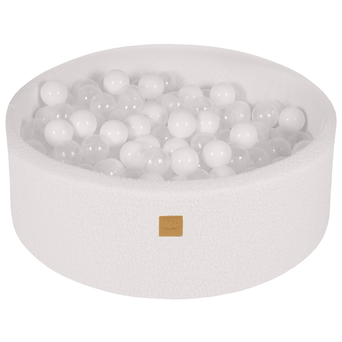 Ballenbak rond bouclé wit 90x30
