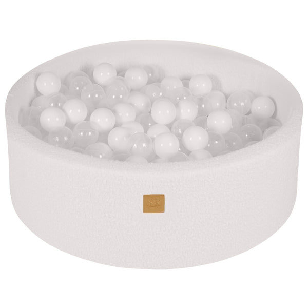 Ballenbak Rond Bouclé Wit 90x30