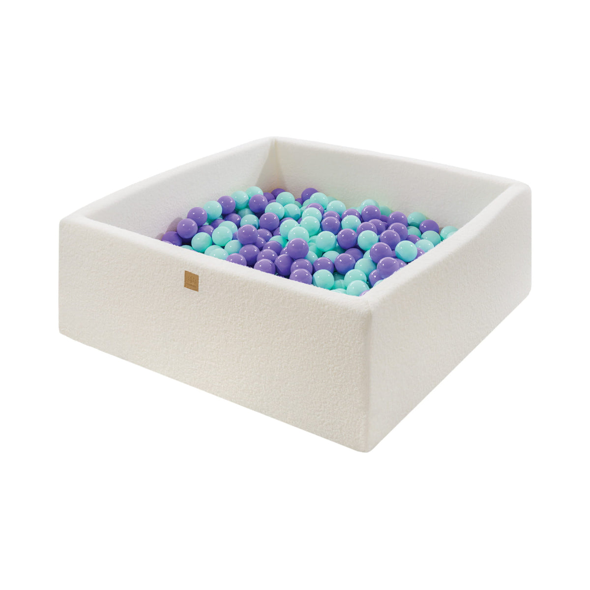 Ballenbak vierkant bouclé wit met Lila Mint