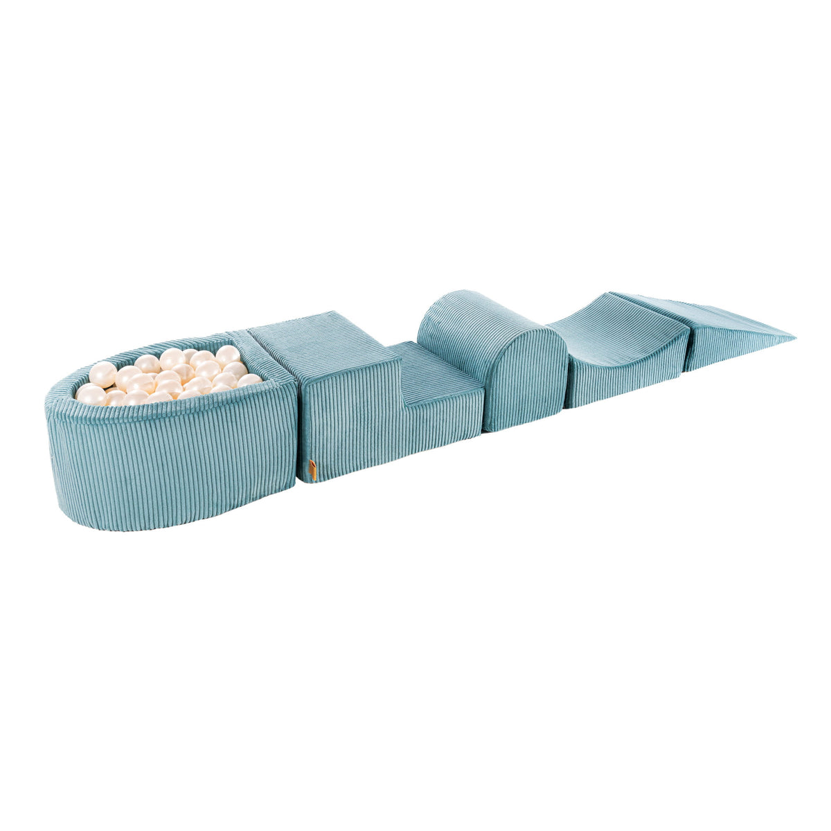Ballenbak met foam speelblokken – turquoise en parelwit