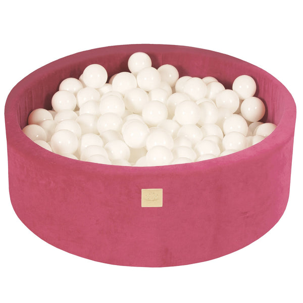 Ballenbak Rond Velvet Frambozenrood