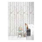 Behang kinderkamer – berkenbos met vogels – afbeelding 2