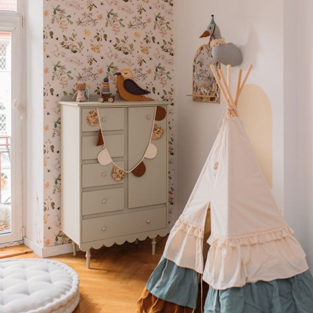 Behang kinderkamer – bijtjes en bloesem perzik – afbeelding 3