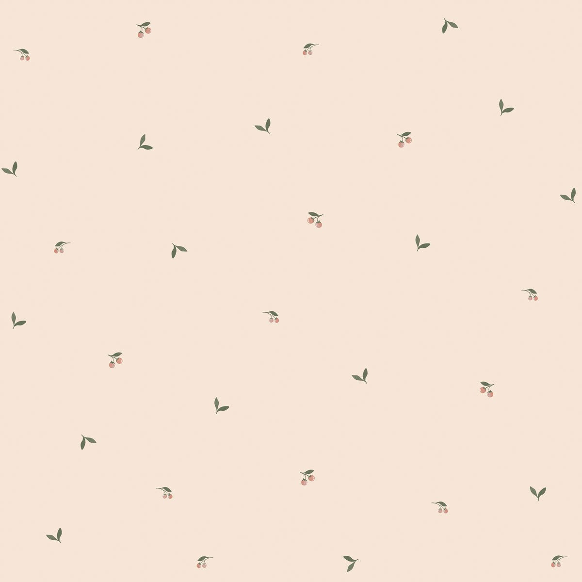 Behang kinderkamer – blaadjes en vruchten perzik-beige