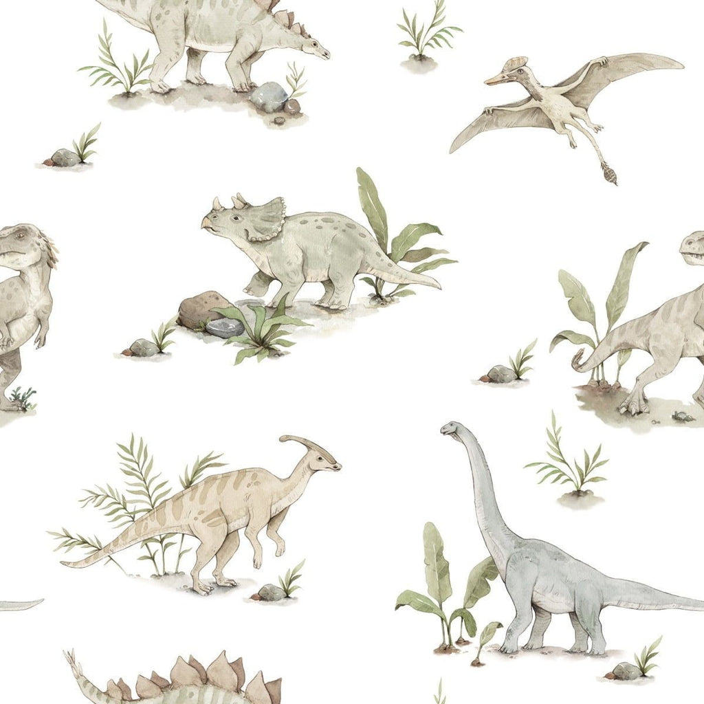 Behang kinderkamer – dino's in zachte kleuren – afbeelding 2