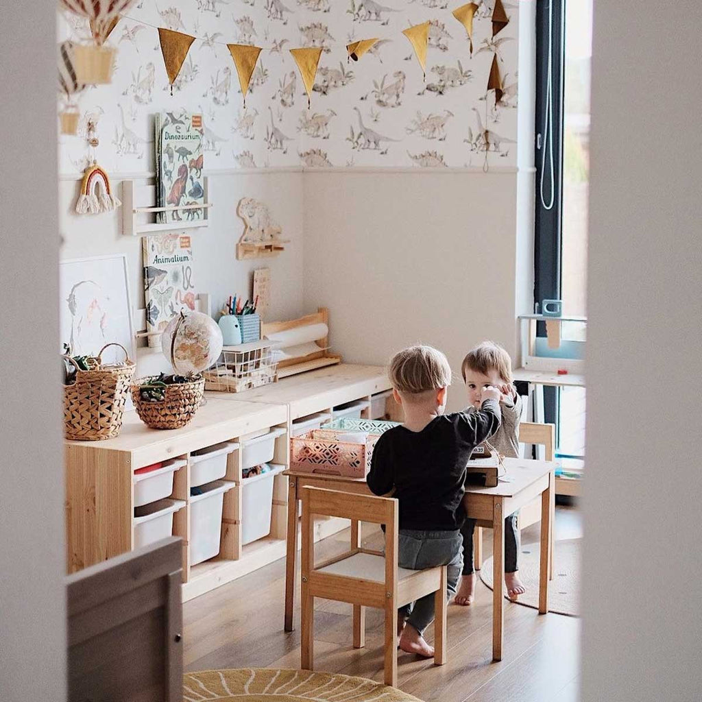 Behang kinderkamer – dino's in zachte kleuren – afbeelding 6
