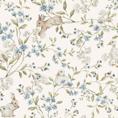 Behang Eendjes en Konijntjes Beige