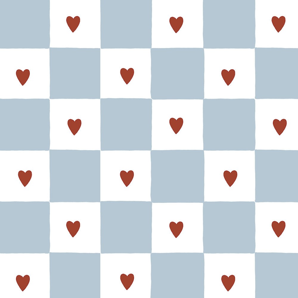 Behang kinderkamer – Franse ruit met hartjes – afbeelding 2