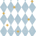 Behang kinderkamer – Franse ruiten met sterren blauw