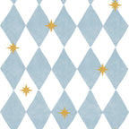 Behang kinderkamer – Franse ruiten met sterren blauw