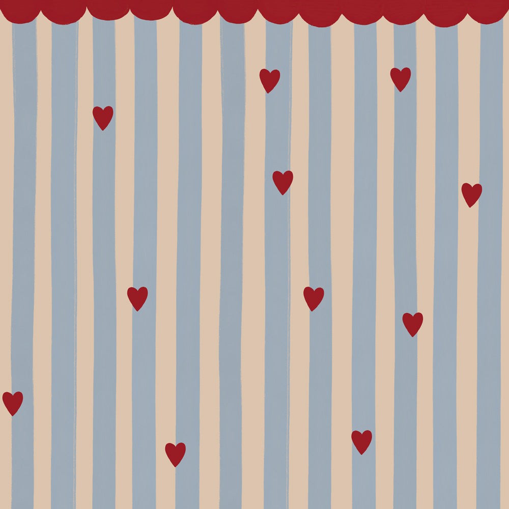 Behang kinderkamer – Franse strepen met hartjes – afbeelding 2