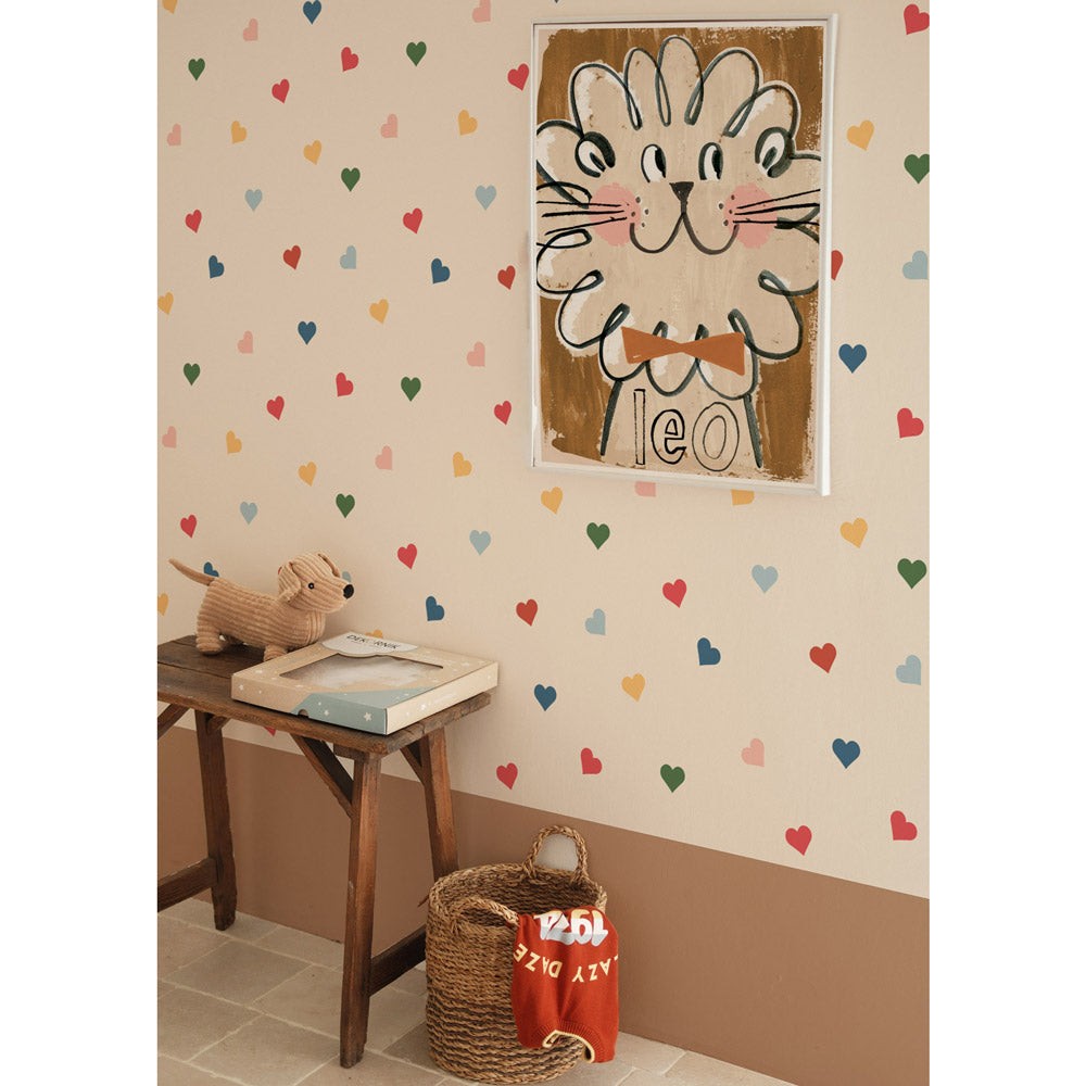 Behang kinderkamer – gekleurde hartjes – afbeelding 3