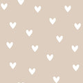 Behang kinderkamer – hartjes beige