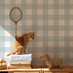 Behang kinderkamer – klassieke ruit lichtblauw