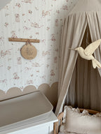 Behang kinderkamer – konijntjes op strepen roze – afbeelding 4