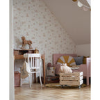 Behang kinderkamer – konijntjes op strepen roze – afbeelding 6