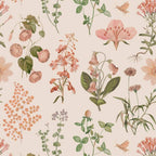 Behang kinderkamer – kruiden en bloemen groen zalm