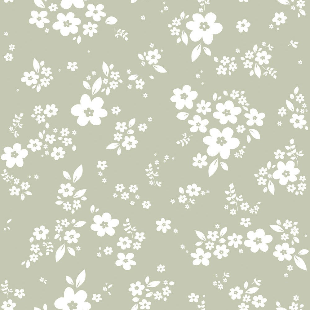 Behang kinderkamer – Lace Meadow bloemenweide groen – afbeelding 2