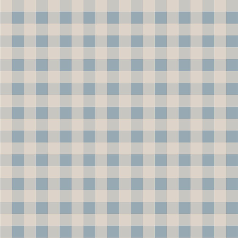 Behang kinderkamer – mini-ruit blauw en crème – afbeelding 2