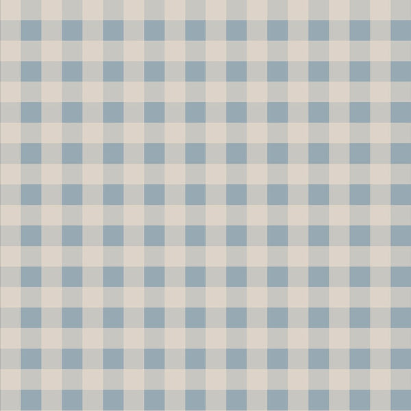 Behang Mini Ruit Blauw en Crème