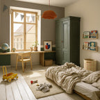 Behang kinderkamer – mini-ruit bruin en blauw