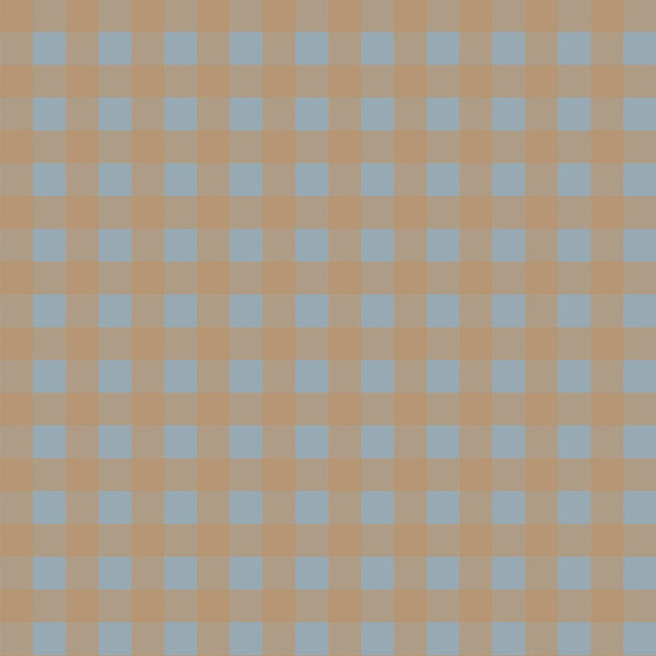 Behang Mini Ruit Bruin en Blauw