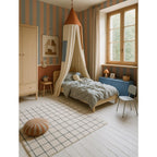 Behang kinderkamer – strepen blauw en grijs