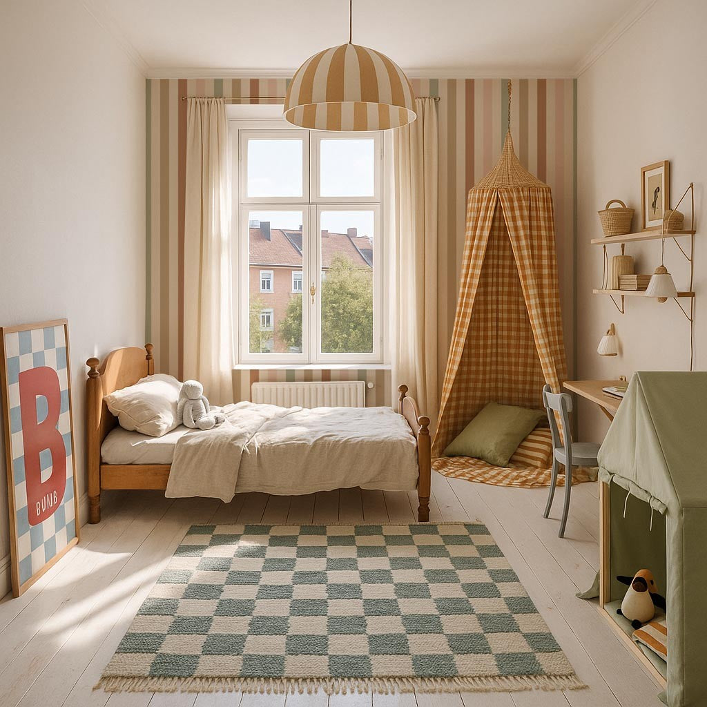 Behang kinderkamer – strepen naturel – afbeelding 2